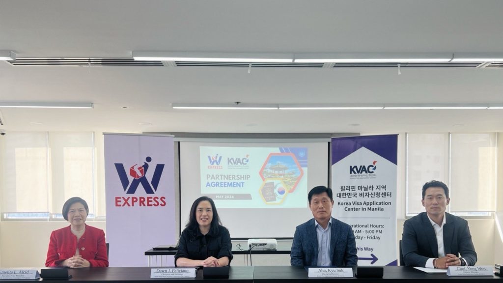 (L-R) W Express Executive Vice President Emelita Alcid, W Express Chairman and President Dawn Feliciano, KVAC Managing Director Ahn Kyu Suk, KVAC General Manager Choi Yong Won